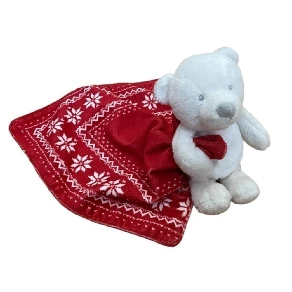 Carter’s Christmas Bear Lovey Baby Blanket Red (Bear Is Also Rattle)